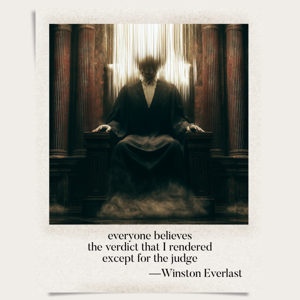 everyone believes / the verdict that I rendered / except for the judge — haiga by Winston Everlast