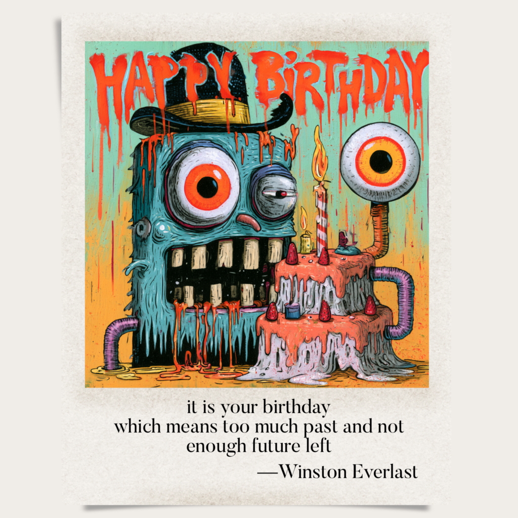 it is your birthday / which means too much past and not / enough future left — haiga by Winston Everlast