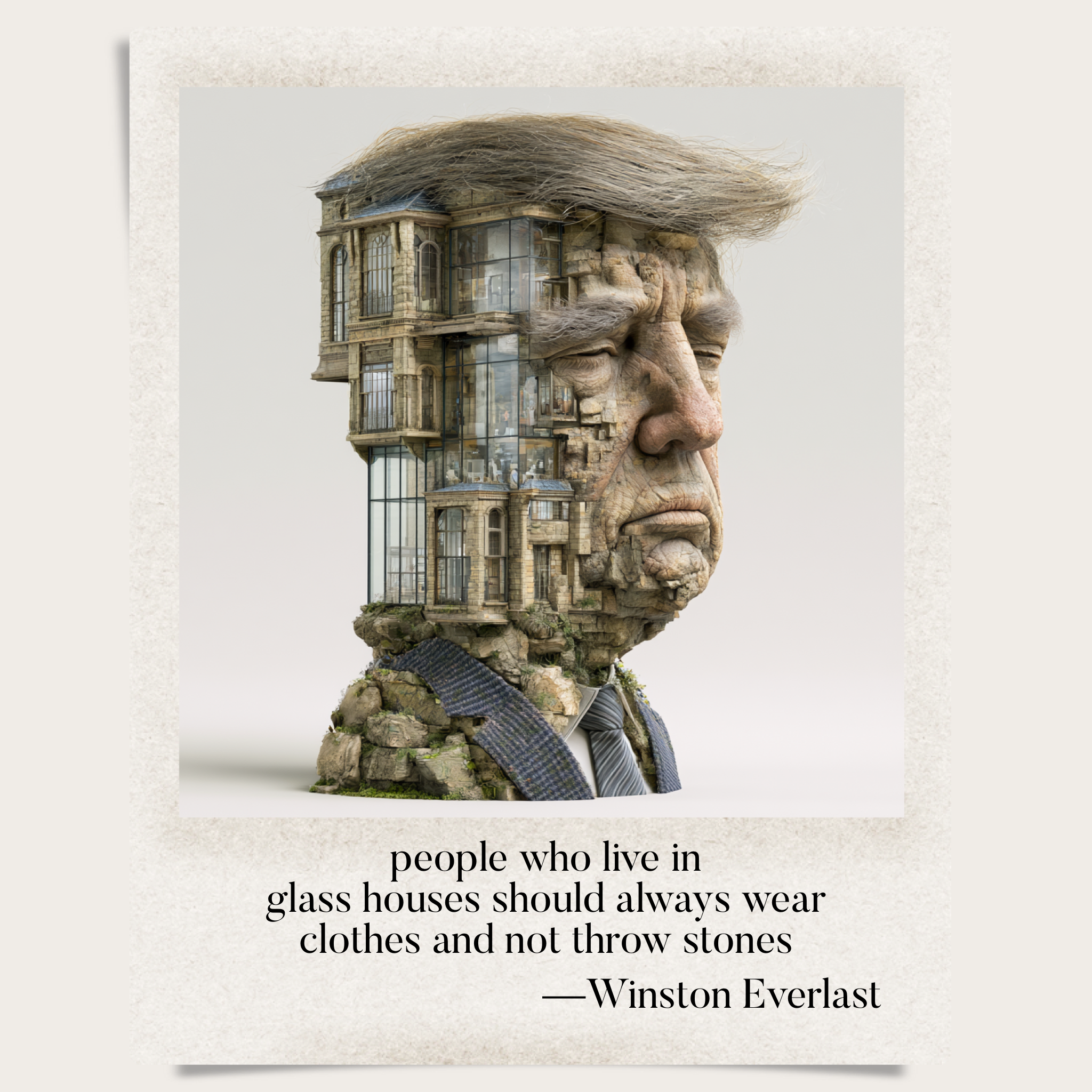 people who live in / glass houses should always wear / clothes and not throw stones — haiga by Winston Everlast