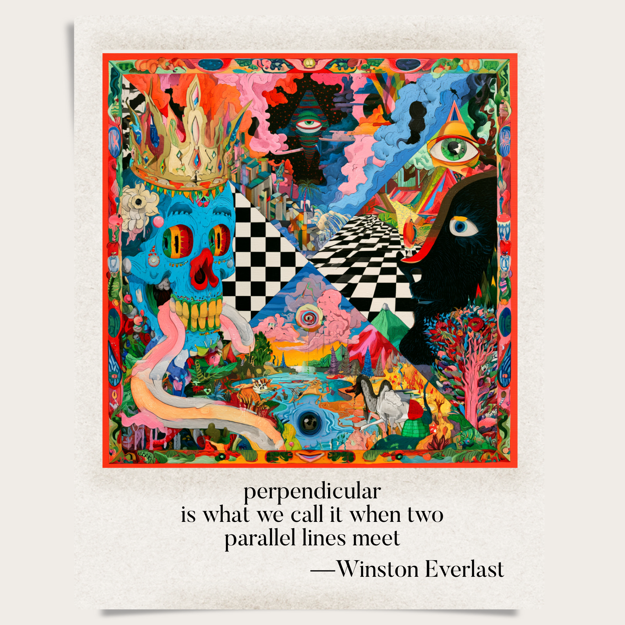 perpendicular / is what we call it when two / parallel lines meet — haiga by Winston Everlast
