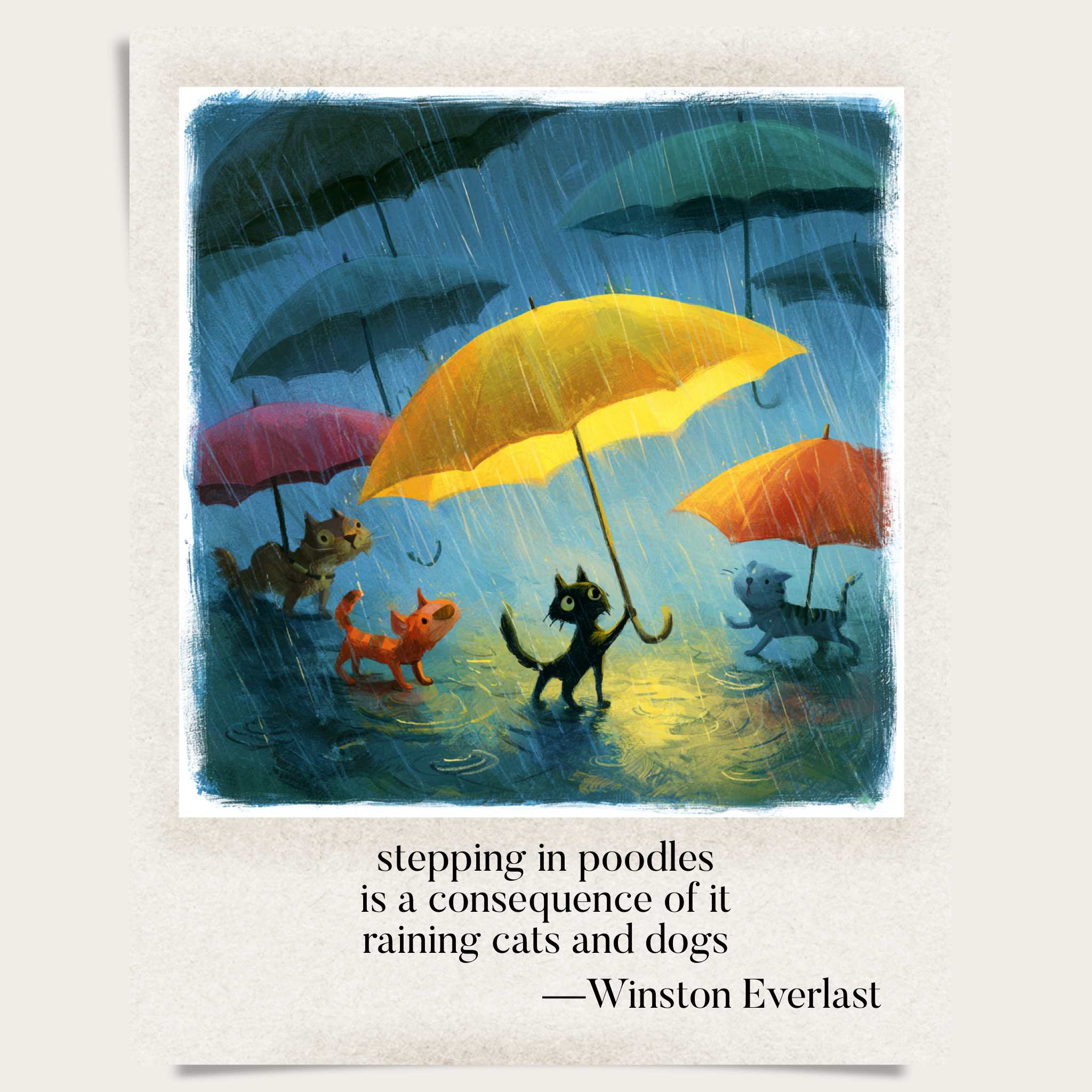stepping in poodles / is a consequence of it / raining cats and dogs — haiga by Winston Everlast