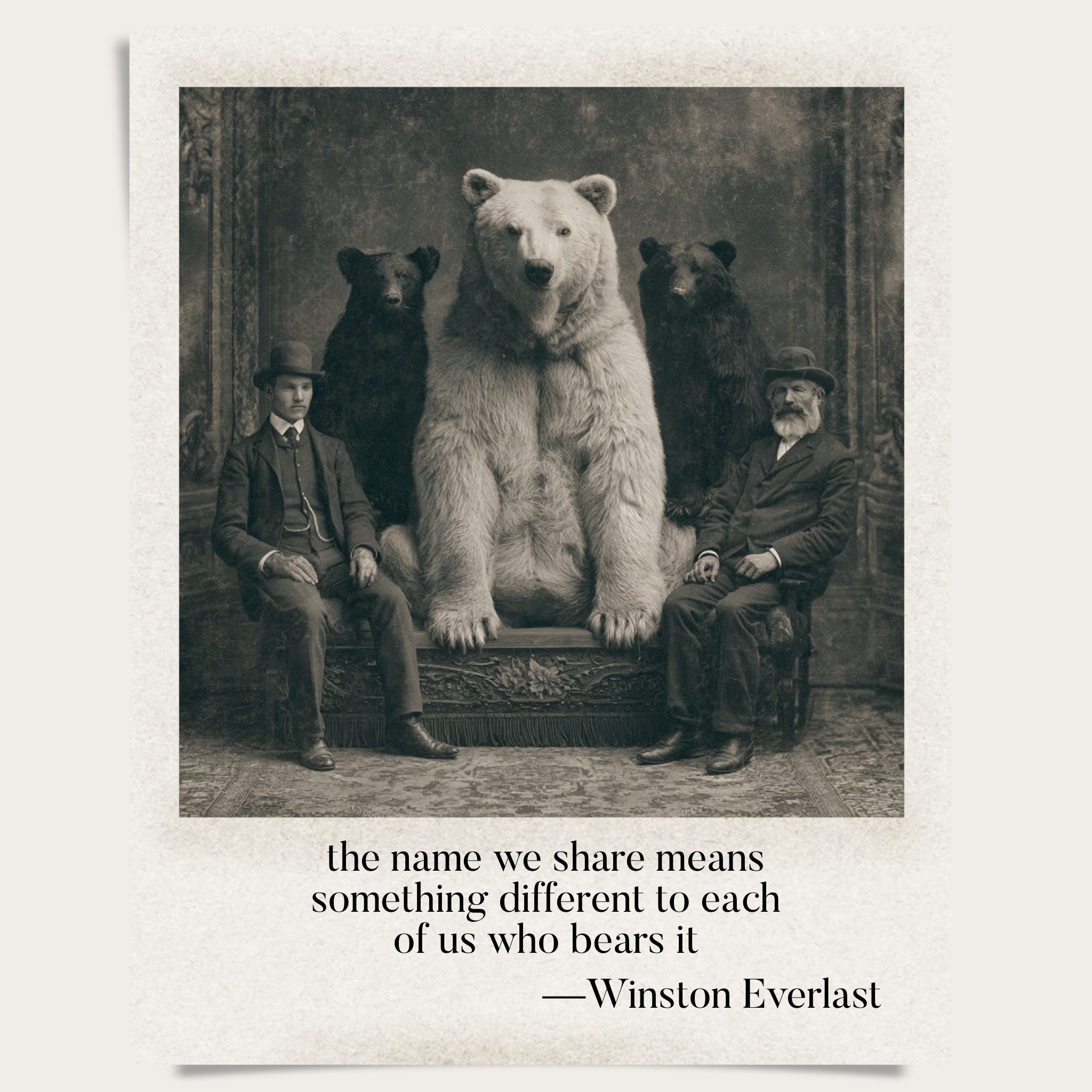 the name we share means / something different to each / of us who bears it — haiga by Winston Everlast