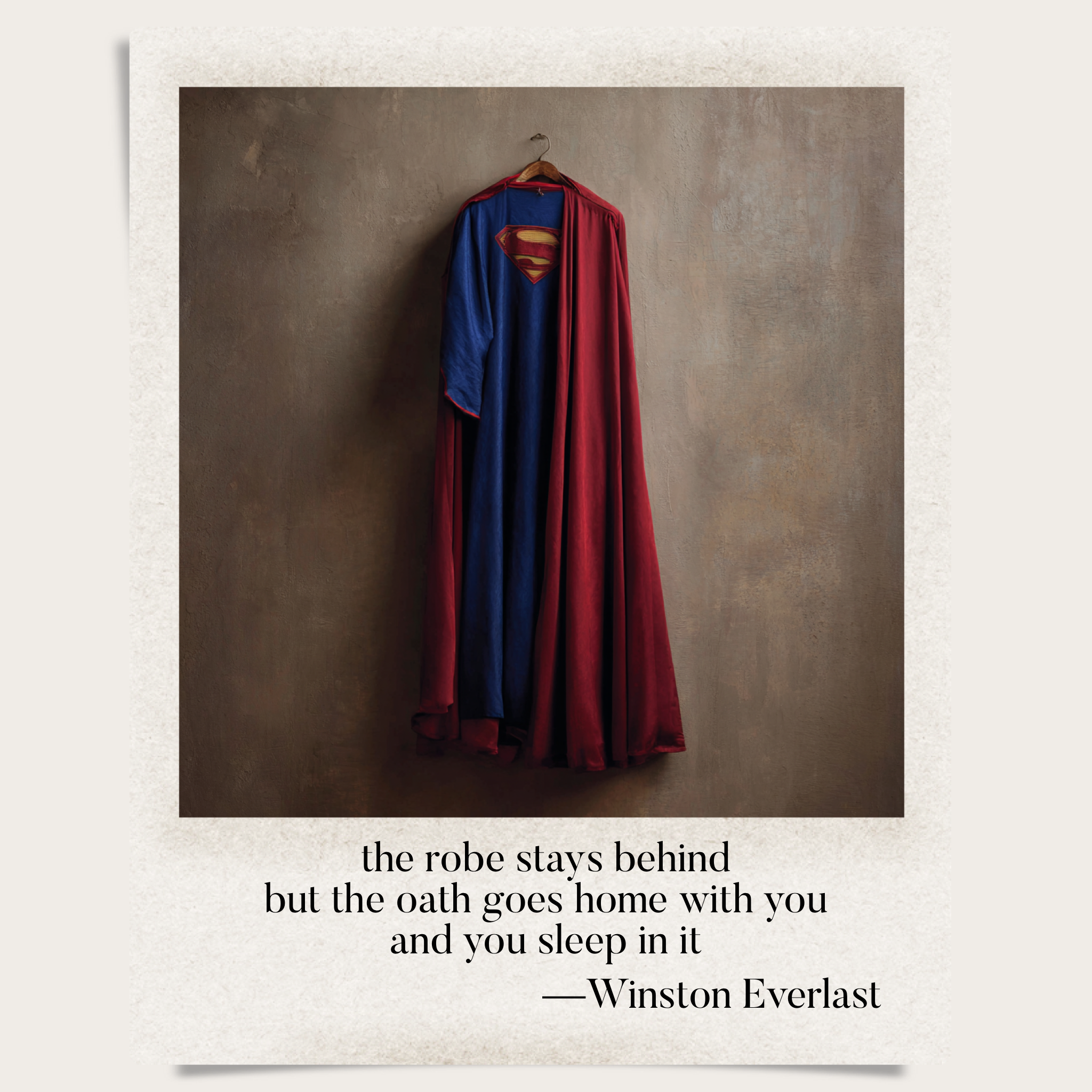 the robe stays behind / but the oath goes home with you / and you sleep in it — haiga by Winston Everlast
